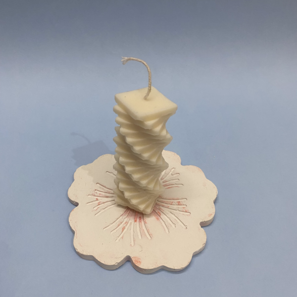 Twirl Spiral Pillar Candle White