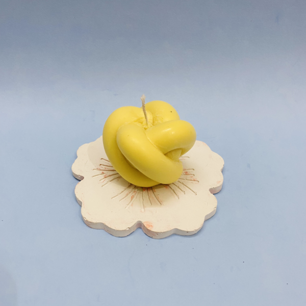 Happy Spiral Apple Candle Yellow