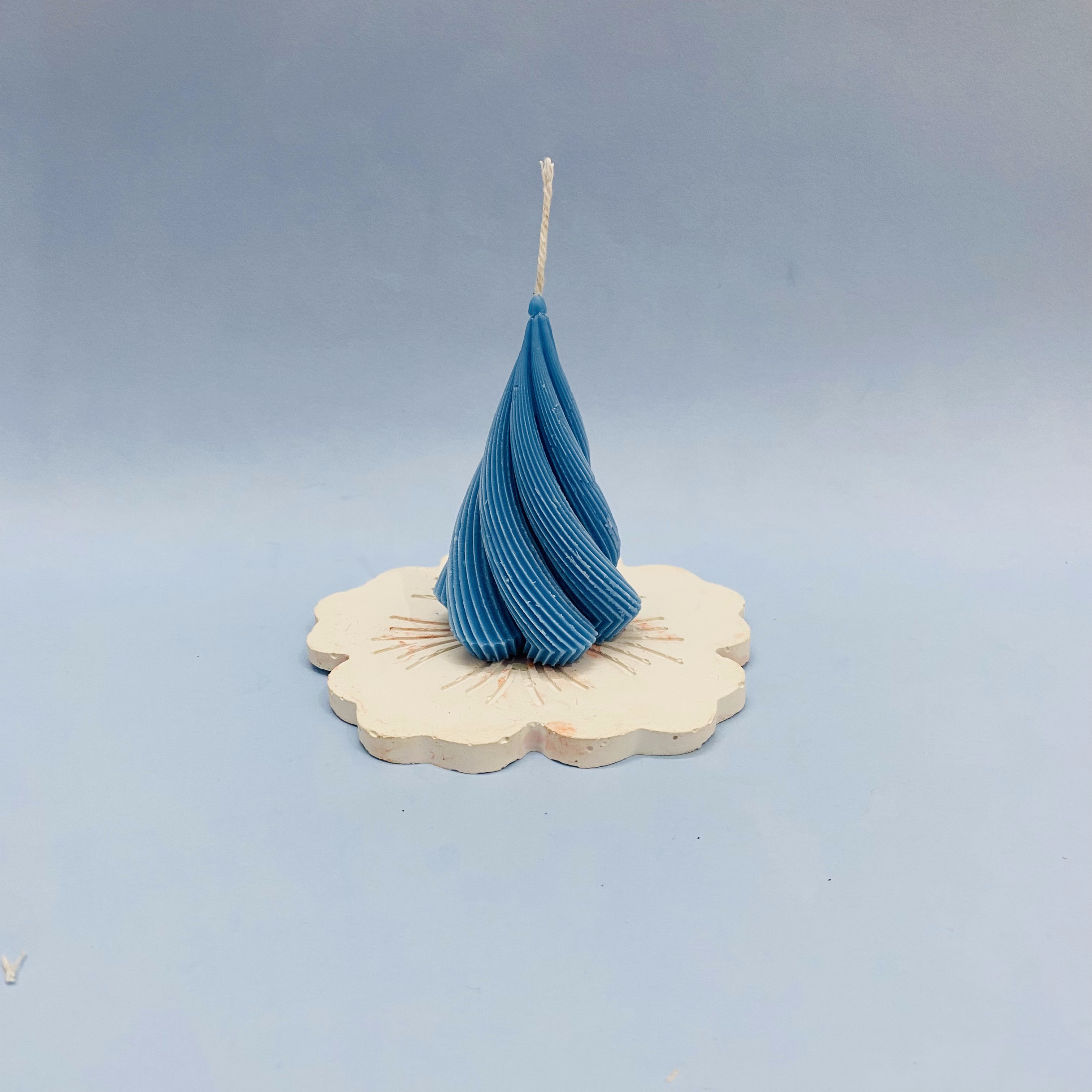 Twirl Spiral Tree Candle Blue