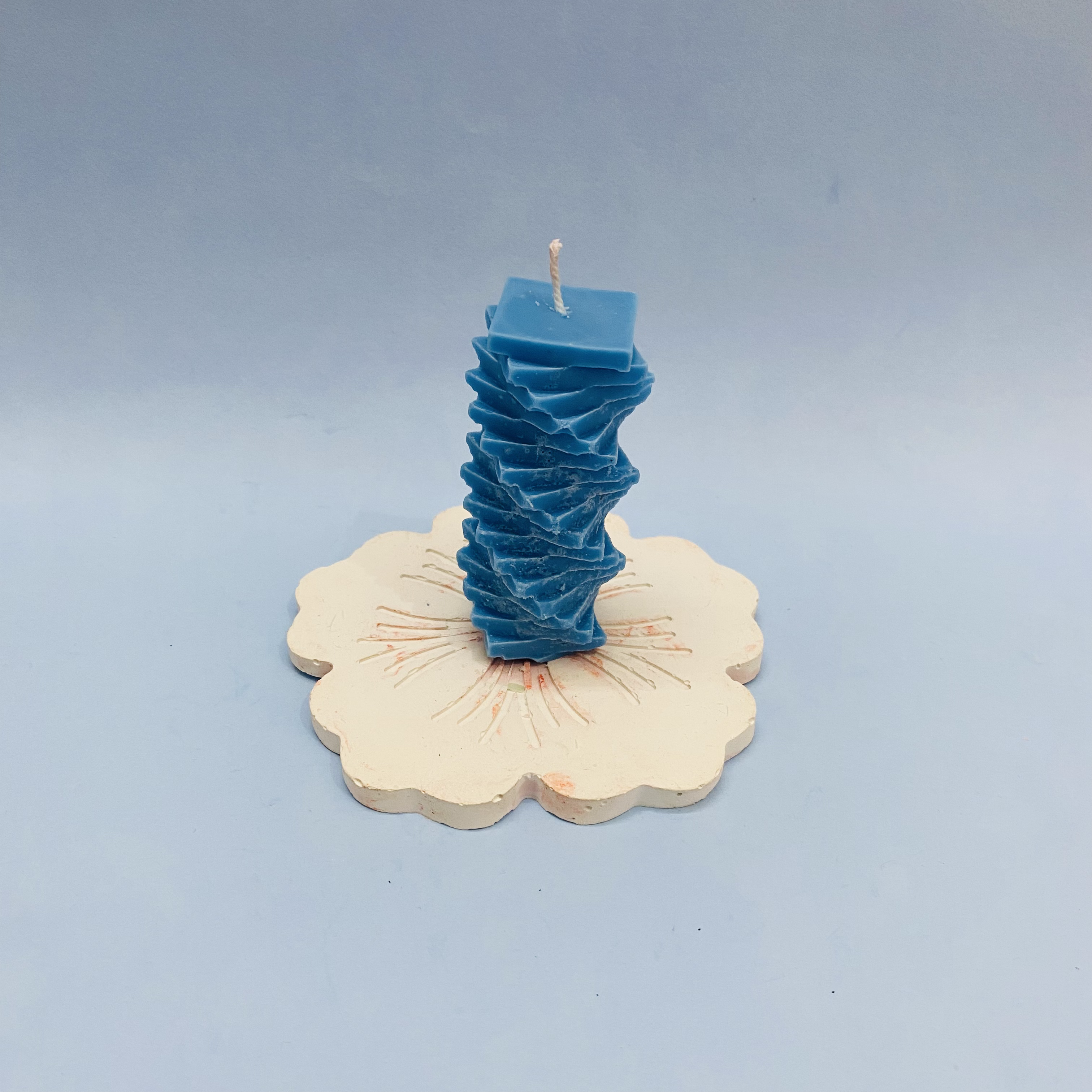 Twirl Spiral Pillar Candle Blue