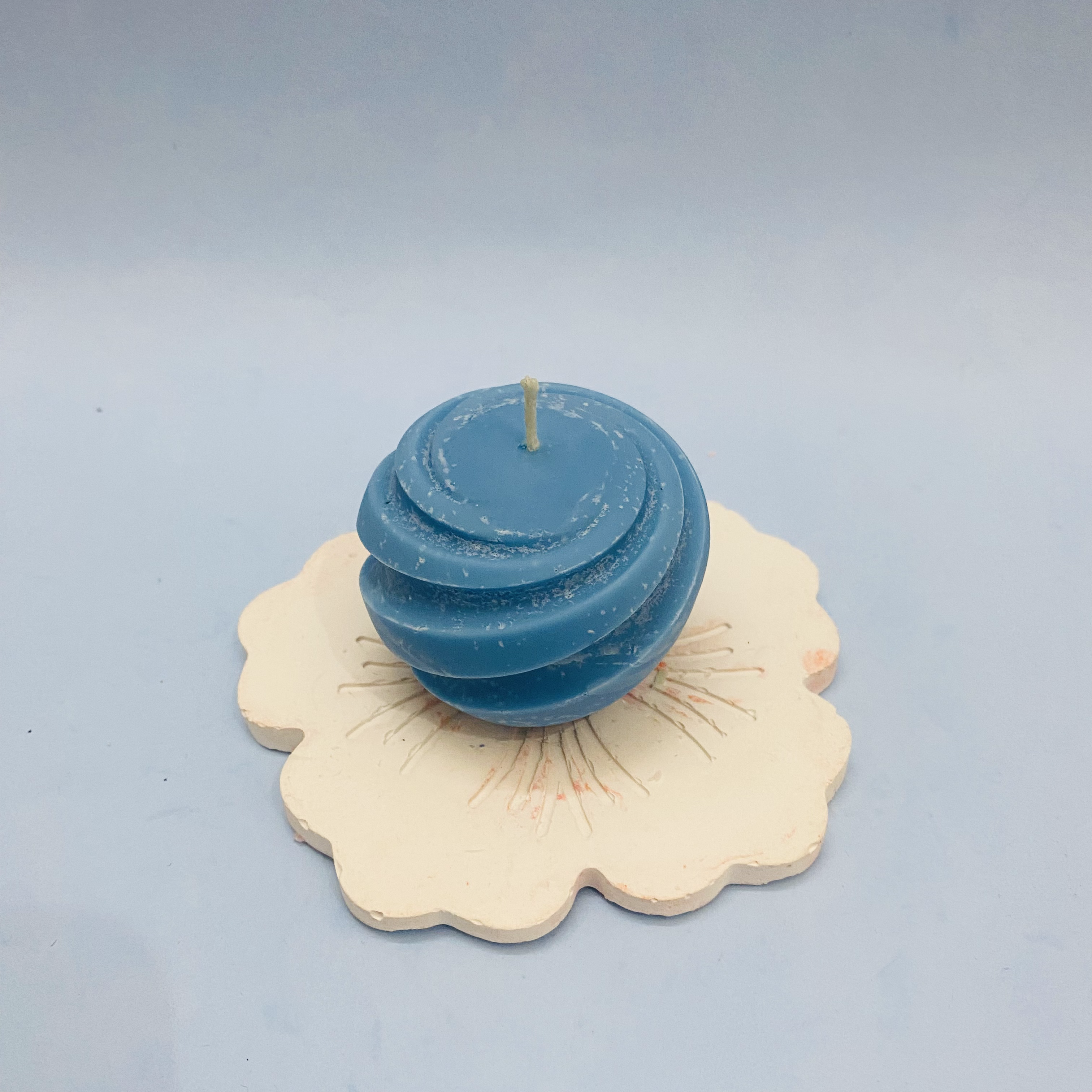 Spiral Round Candle Blue