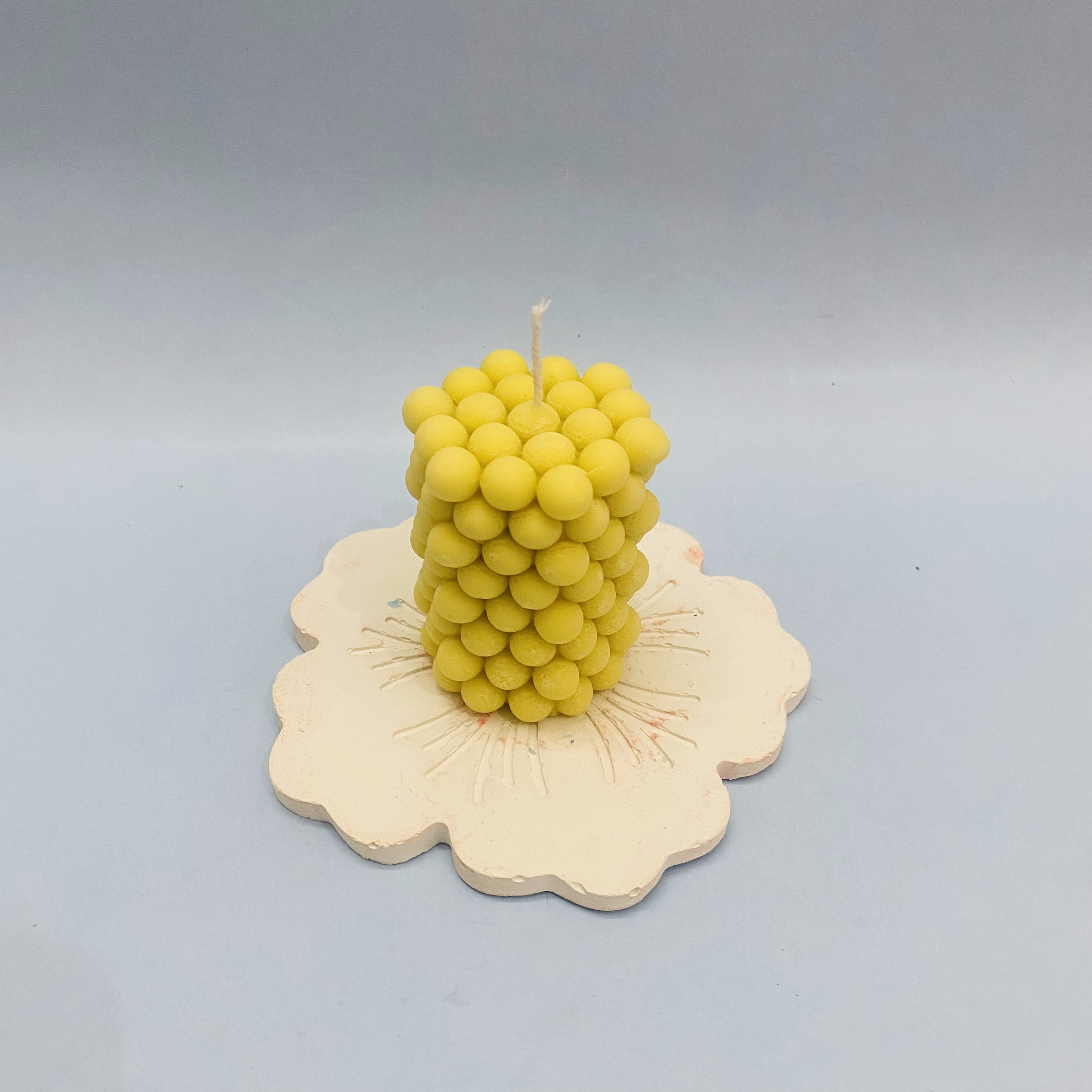 Aesthetic Bubble Pillar Candle Yellow