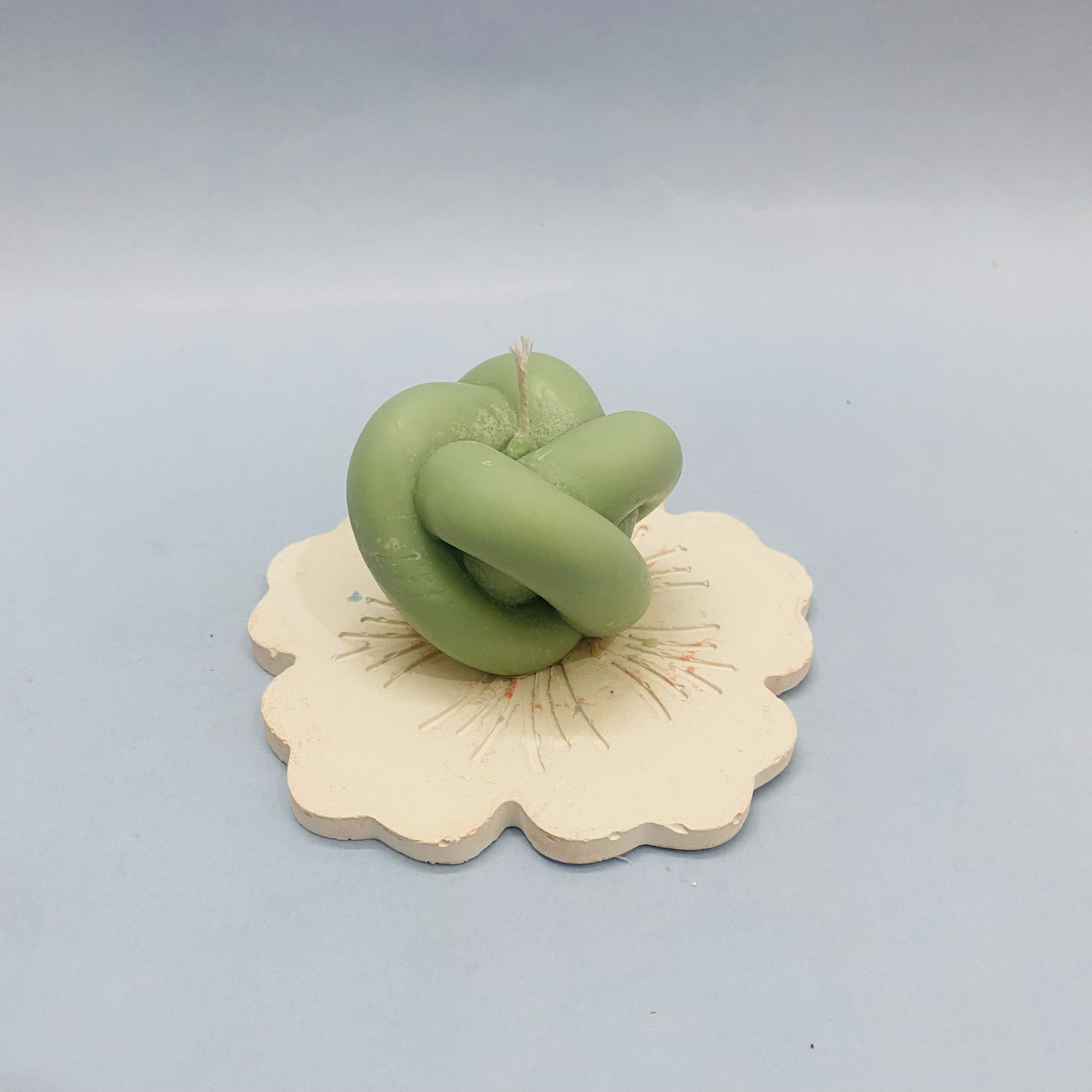 Happy Spiral Apple Candle Green