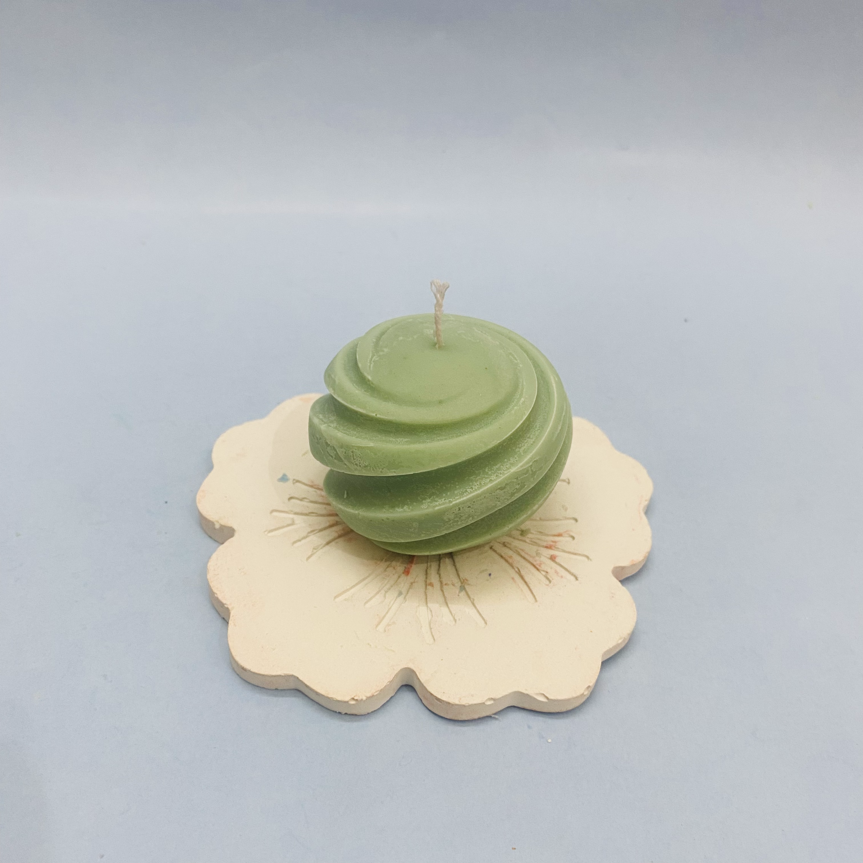 Spiral Round Candle Green