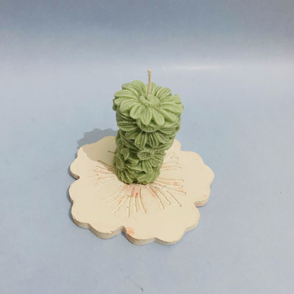 Sunflower Pillar Candle Green