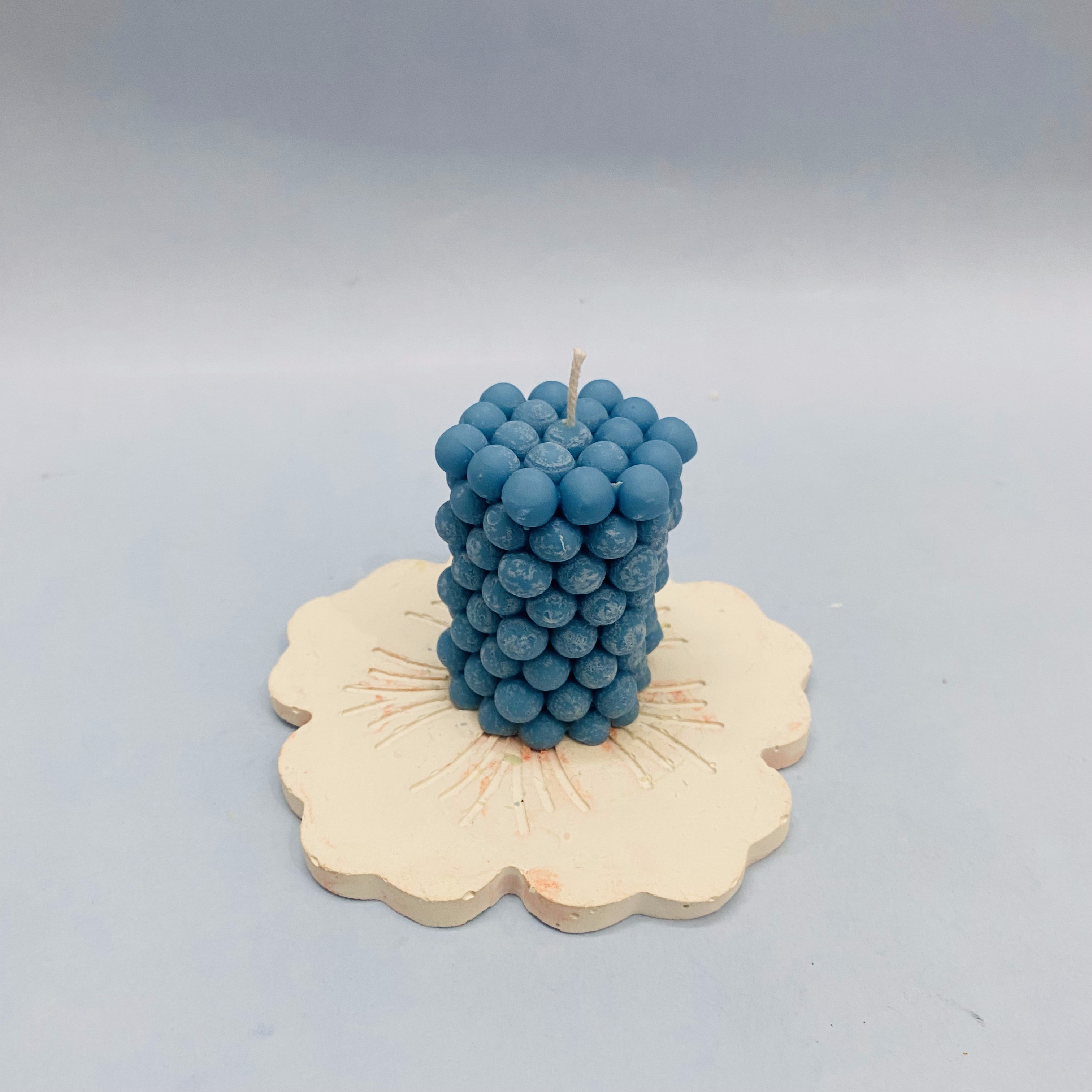 Aesthetic Bubble Pillar Candle Blue