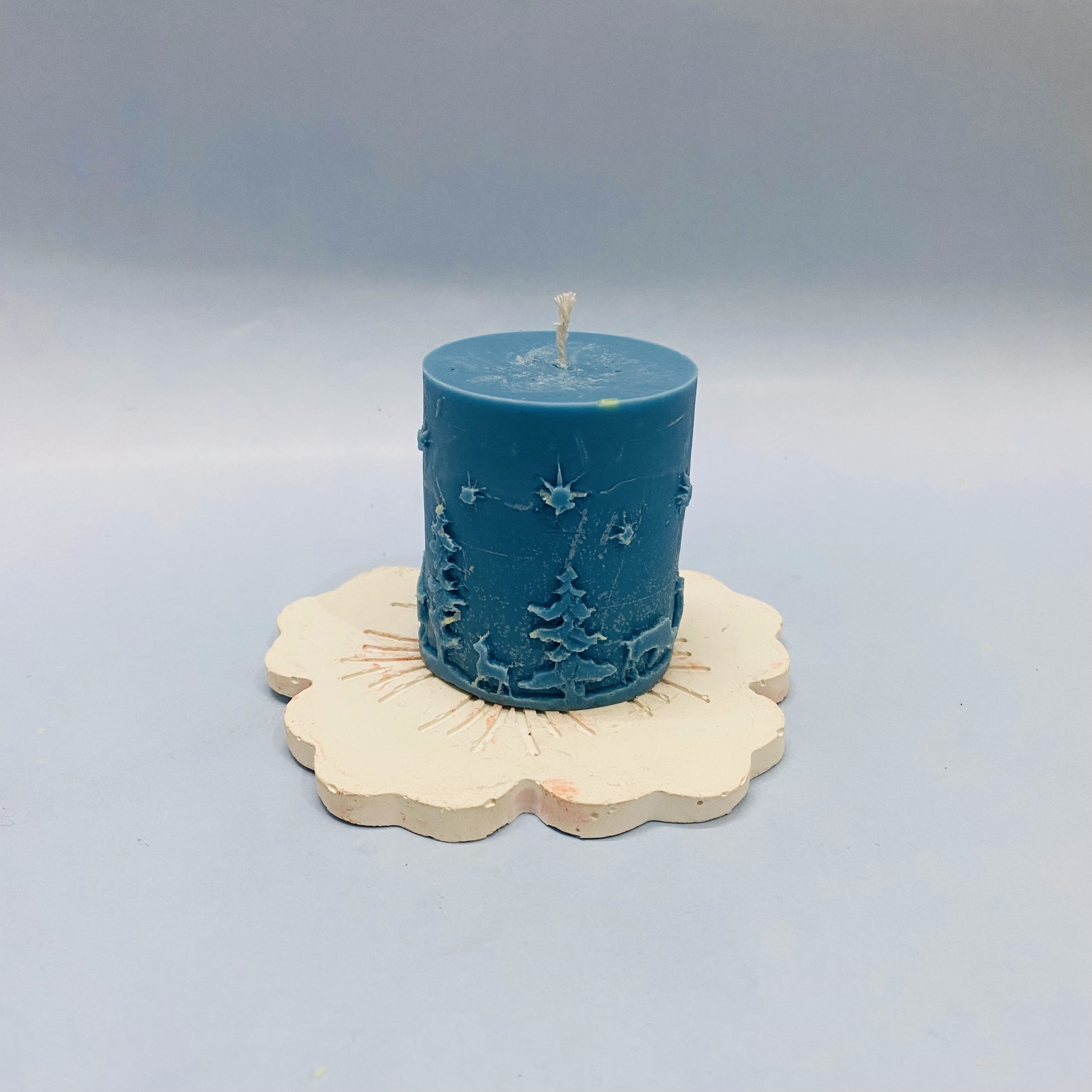 Mighty Shadow Pillar Candle Blue