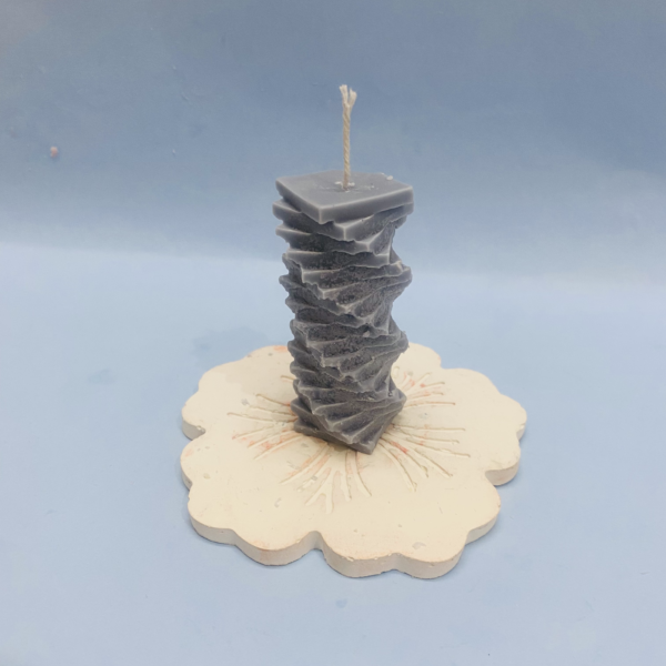 Twirl Spiral Pillar Candle Gray